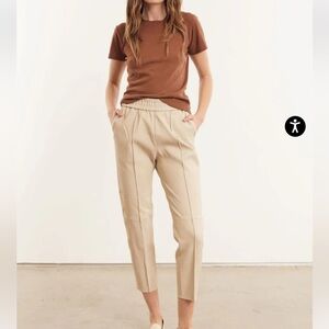 SPRWMN Off White Leather Pull On Joggers with Pockets Size M
